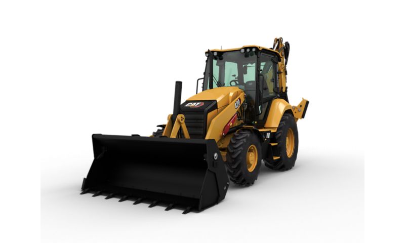 Backhoe machine on a white background
